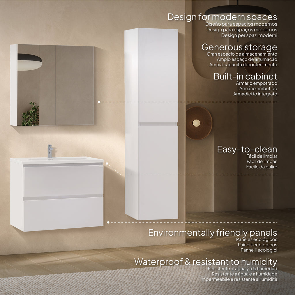 Atena - Conjunto de Casa de Banho Suspenso - Disponível em 60, 80, 100 e 120 cm - Várias Cores