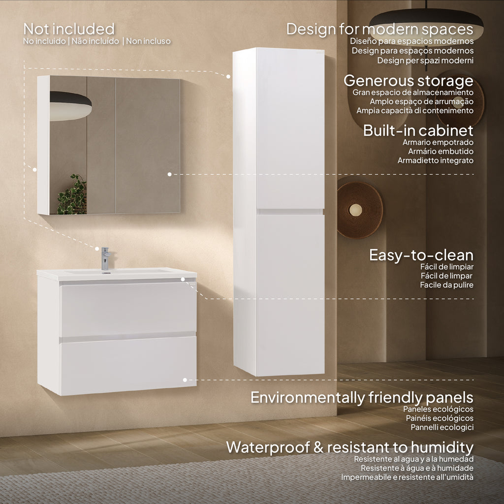 Atena – Móvel de Lavatório Suspenso com Gaveta Soft-Close | Vários Tamanhos e Cores