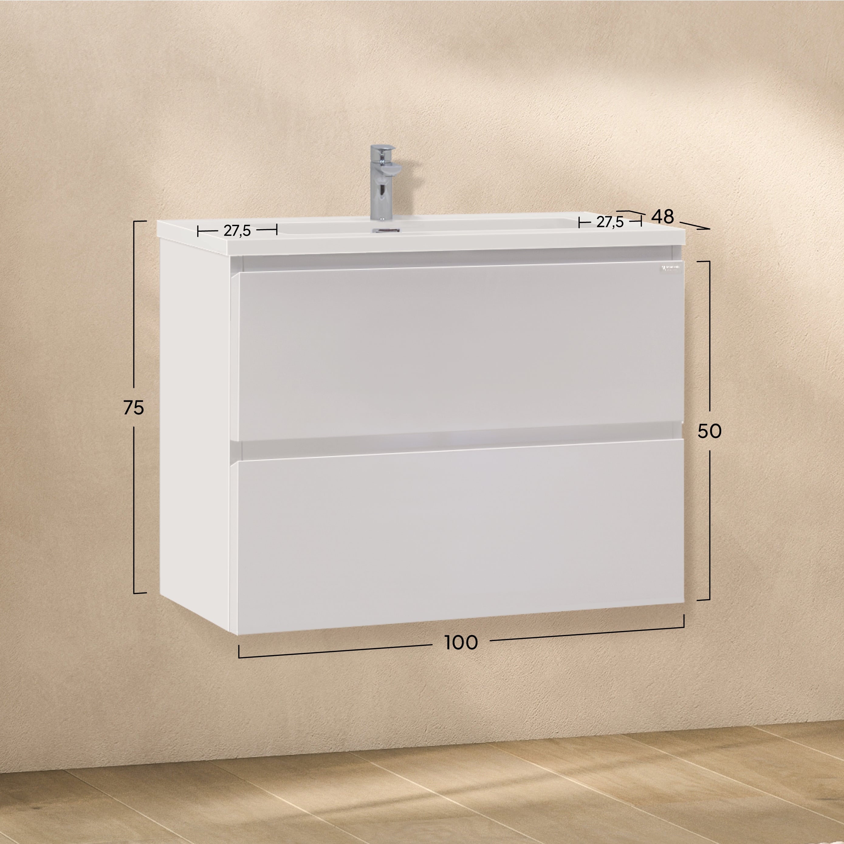 Atena – Móvel de Lavatório Suspenso com Gaveta Soft-Close | Vários Tamanhos e Cores