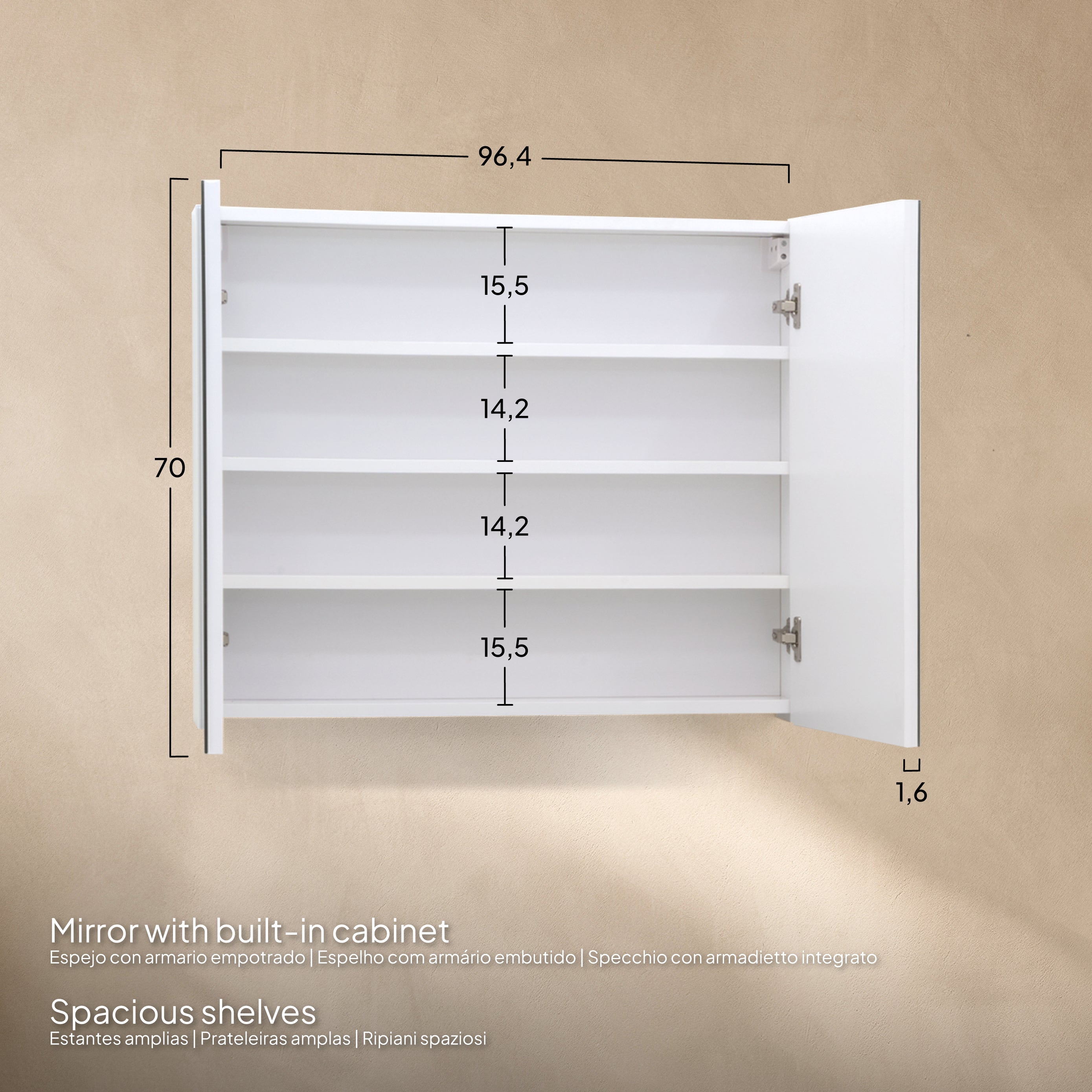 Atena - Conjunto de Casa de Banho Suspenso - Disponível em 60, 80, 100 e 120 cm - Várias Cores