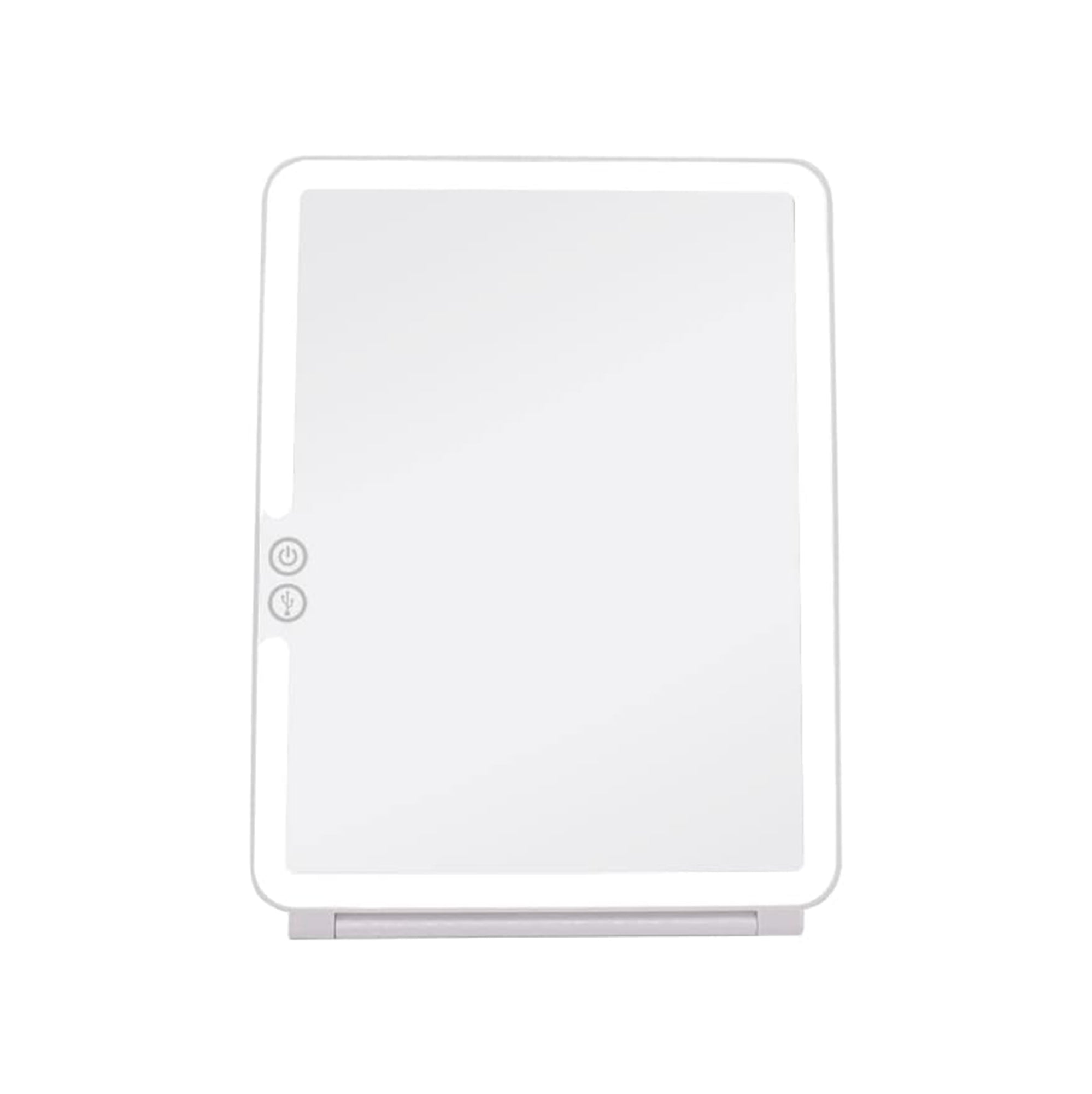 Espelho de Maquilhagem com Luz LED, Espelho Portátil Tipo Tablet com Iluminação de 3 Cores, Luz Regulável, Suporte Ajustável, Alimentação Dupla e Controlo Tátil