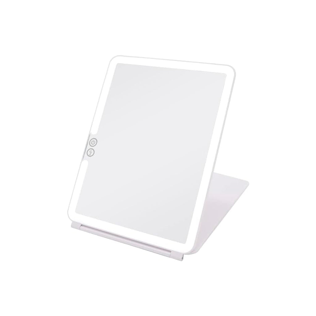 Espelho de Maquilhagem com Luz LED, Espelho Portátil Tipo Tablet com Iluminação de 3 Cores, Luz Regulável, Suporte Ajustável, Alimentação Dupla e Controlo Tátil