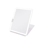 Espelho de Maquilhagem com Luz LED, Espelho Portátil Tipo Tablet com Iluminação de 3 Cores, Luz Regulável, Suporte Ajustável, Alimentação Dupla e Controlo Tátil