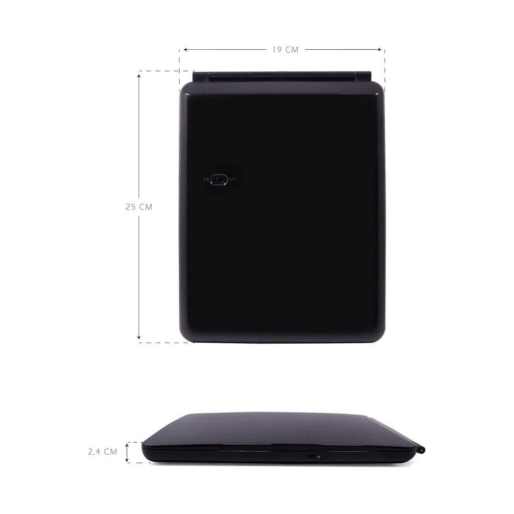 Espelho de Maquilhagem com Luz LED, Espelho Portátil Tipo Tablet com Iluminação de 3 Cores, Luz Regulável, Suporte Ajustável, Alimentação Dupla e Controlo Tátil