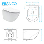 FRANCO - Sanita suspensa preta sem aro interno - tampa de fecho suave incluída