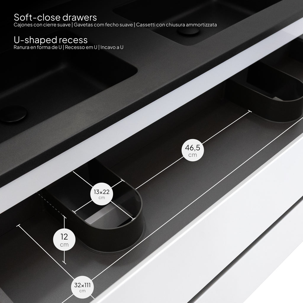 Atena - Conjunto de Casa de Banho Suspenso - Disponível em 60, 80, 100 e 120 cm - Várias Cores