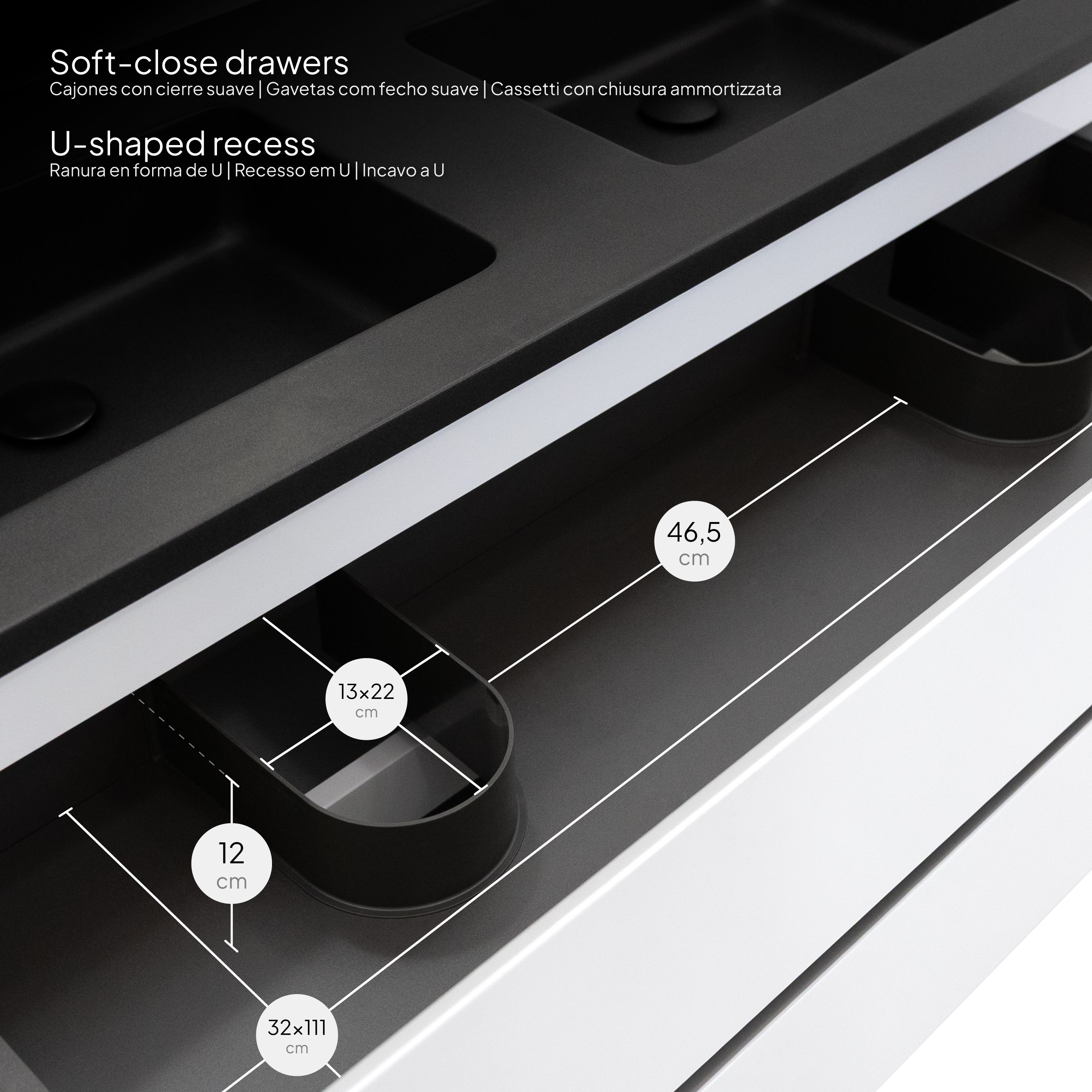 Atena - Conjunto de Casa de Banho Suspenso - Disponível em 60, 80, 100 e 120 cm - Várias Cores