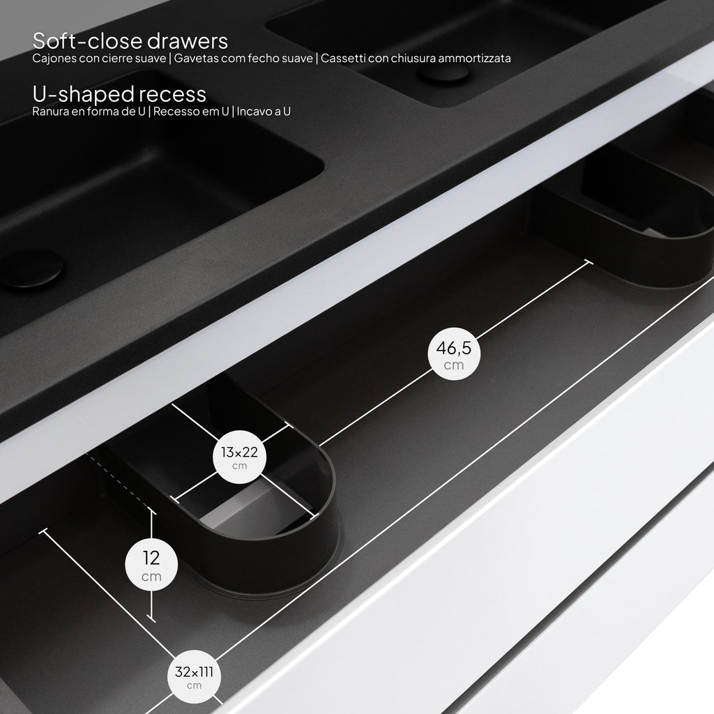 Atena – Móvel de Lavatório Suspenso com Gaveta Soft-Close | Vários Tamanhos e Cores