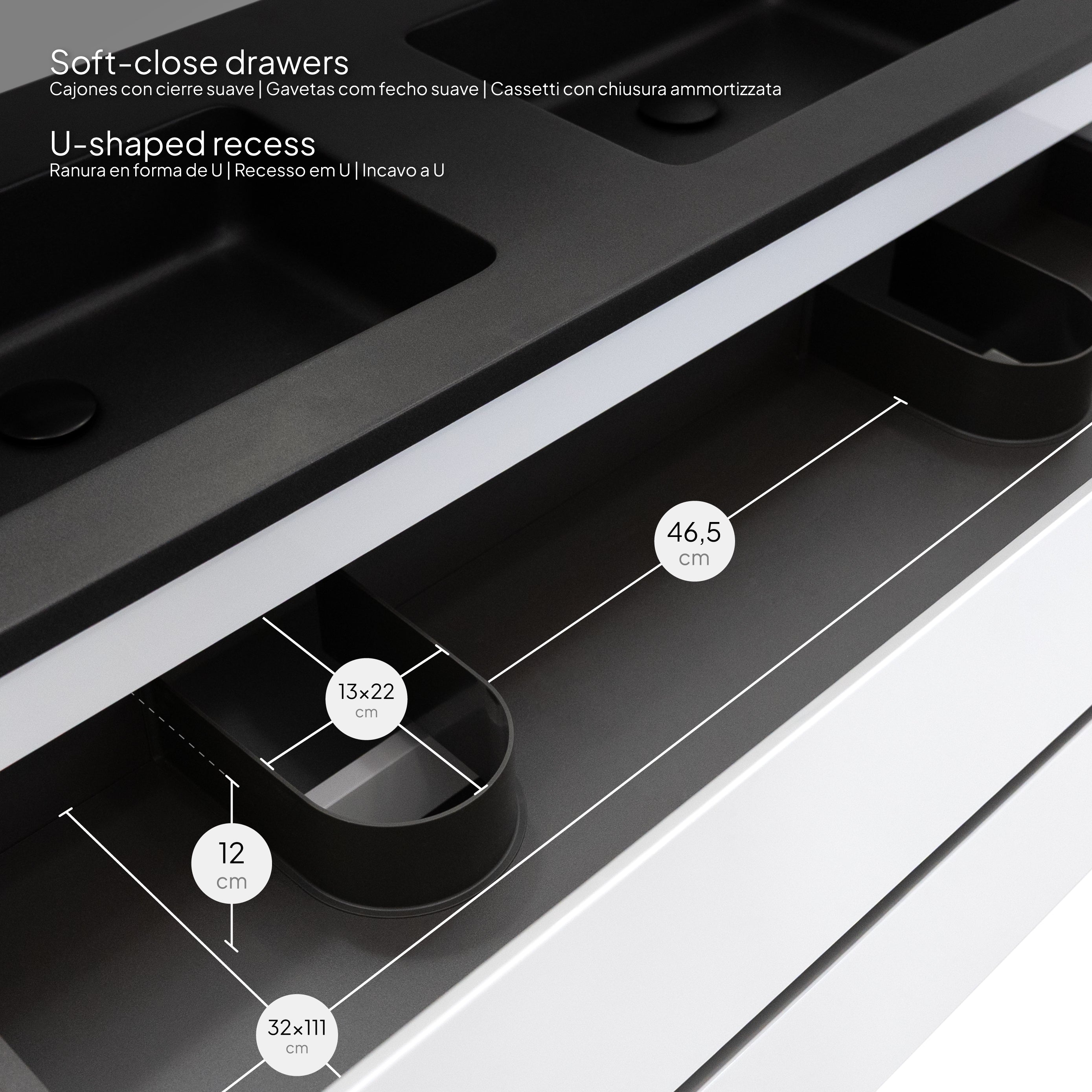 Atena – Móvel de Lavatório Suspenso com Gaveta Soft-Close | Vários Tamanhos e Cores