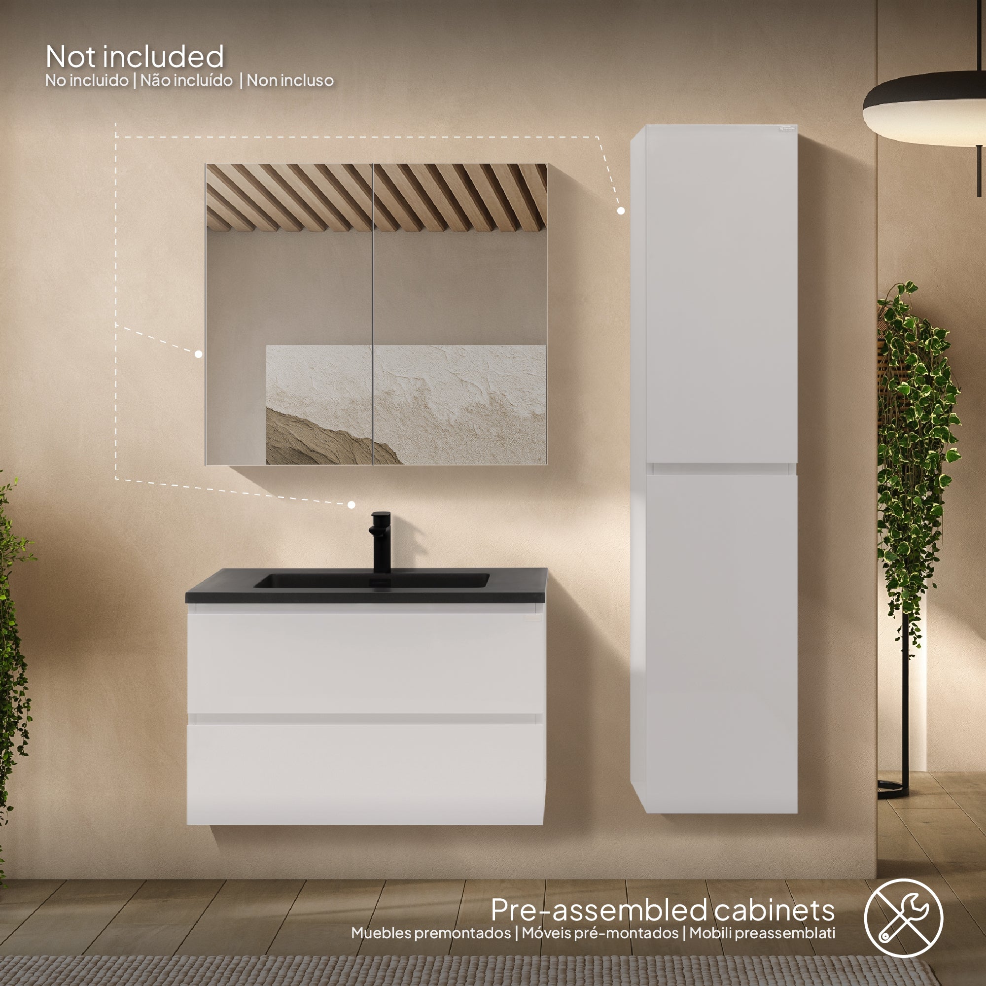 Atena – Móvel de Lavatório Suspenso com Gaveta Soft-Close | Vários Tamanhos e Cores