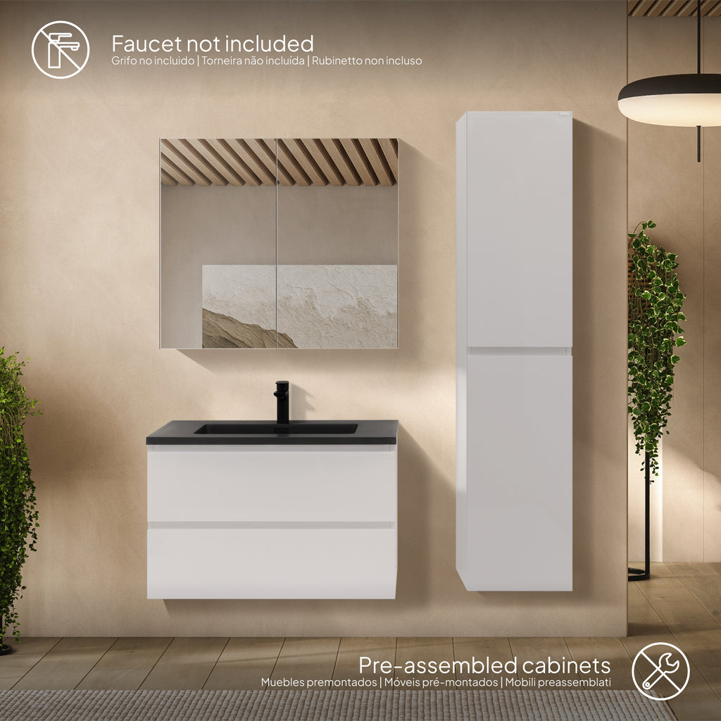 Atena - Conjunto de Casa de Banho Suspenso - Disponível em 60, 80, 100 e 120 cm - Várias Cores