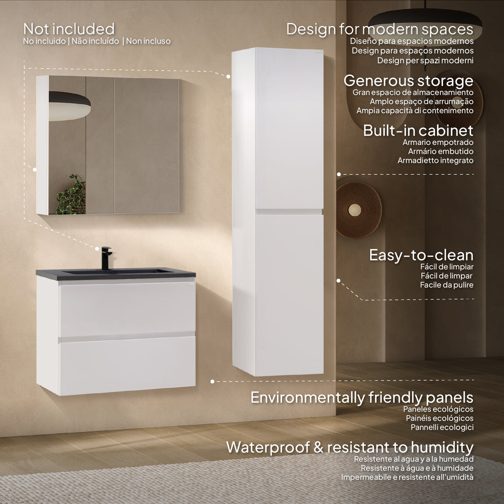Atena – Móvel de Lavatório Suspenso com Gaveta Soft-Close | Vários Tamanhos e Cores