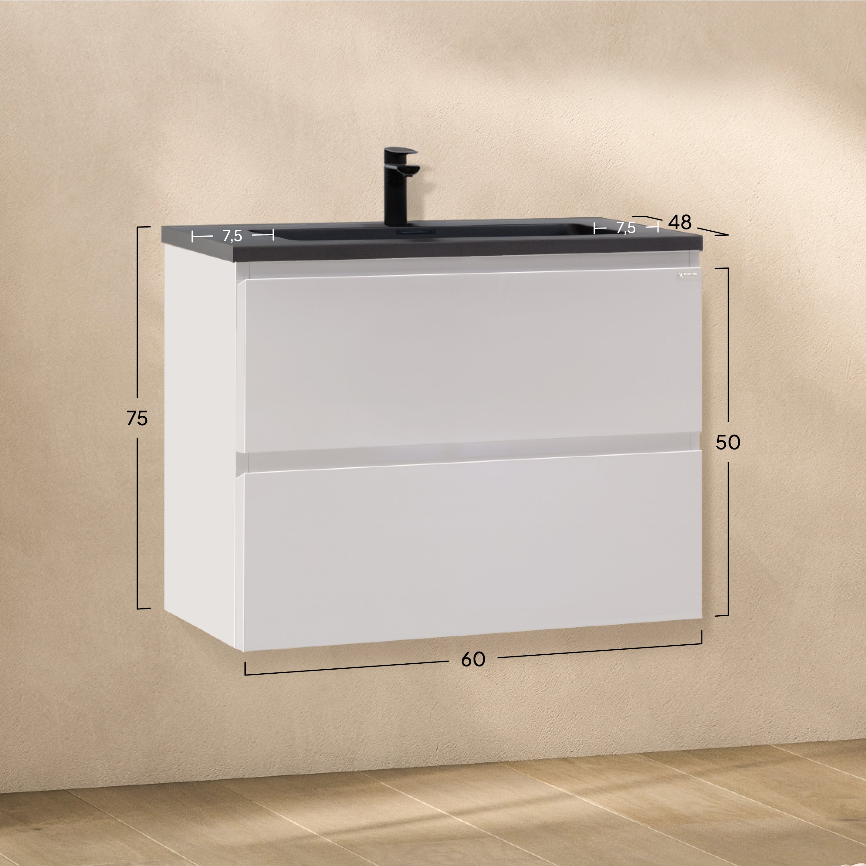 Atena – Móvel de Lavatório Suspenso com Gaveta Soft-Close | Vários Tamanhos e Cores