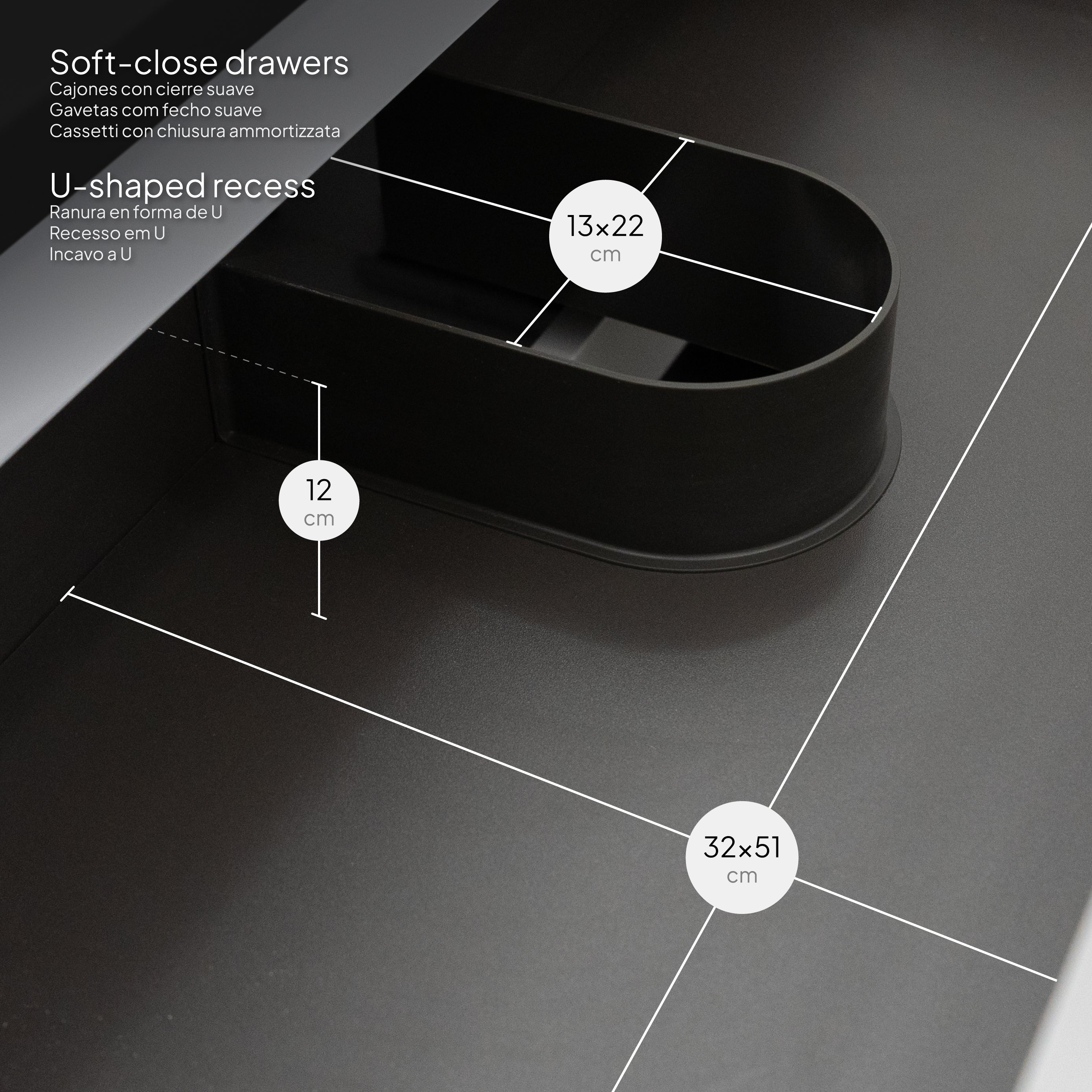 Atena – Móvel de Lavatório Suspenso com Gaveta Soft-Close | Vários Tamanhos e Cores