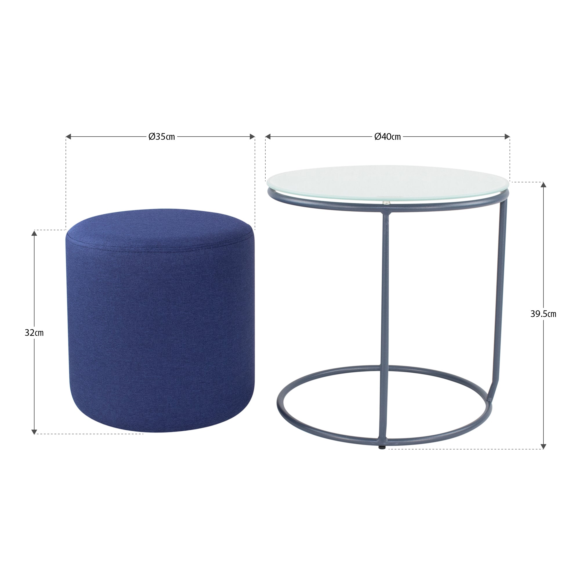 JASPER - Mesa de apoio com pufe embutido