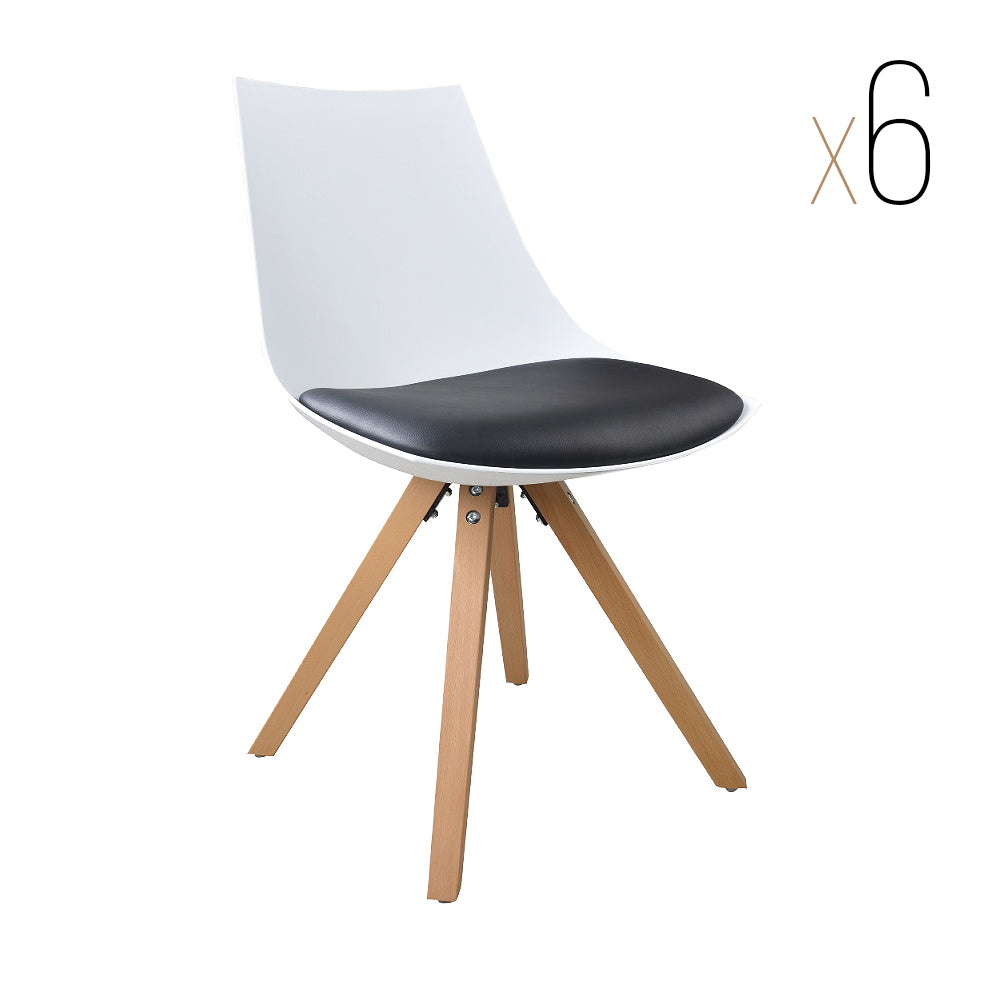 GUSTO – Cadeira de jantar em madeira com assento estofado em pele sintética