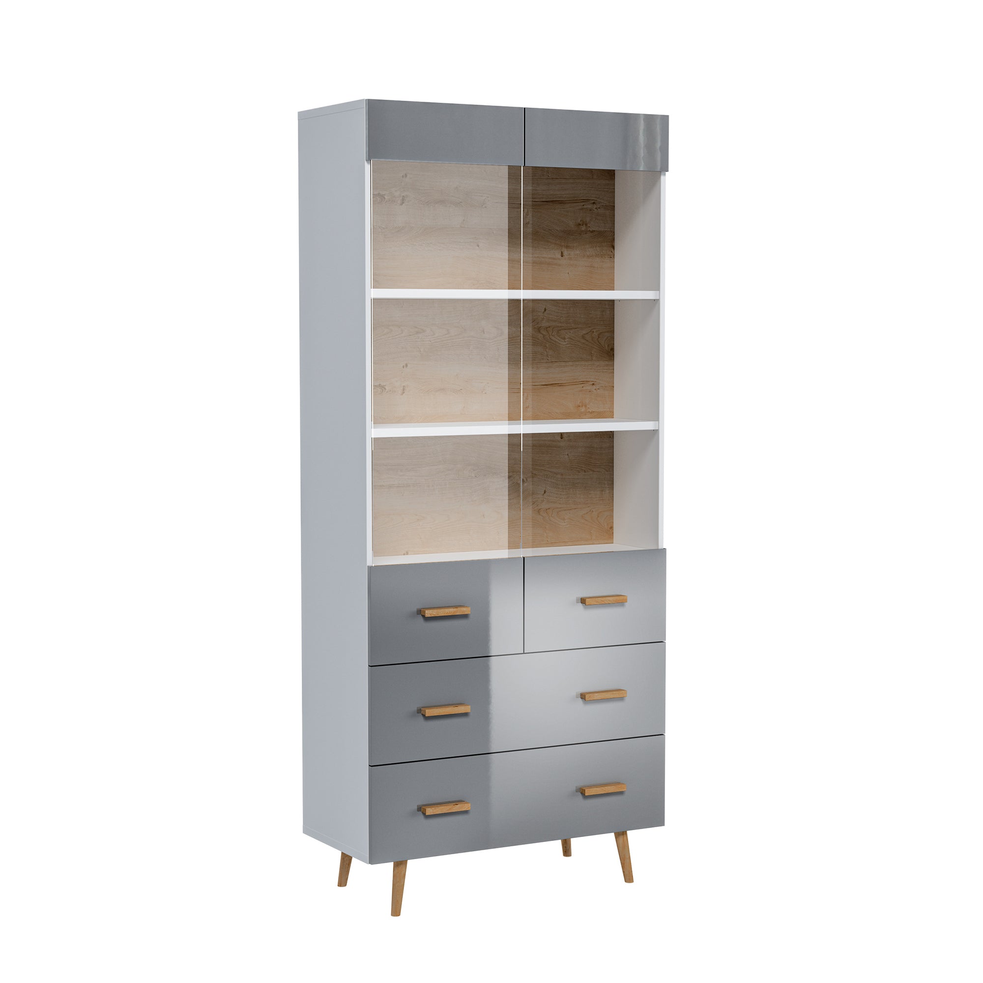 NIZZA – Vitrina Branca ou Cinzenta com 1 ou 2 Colunas | W1D2S / W2D2S