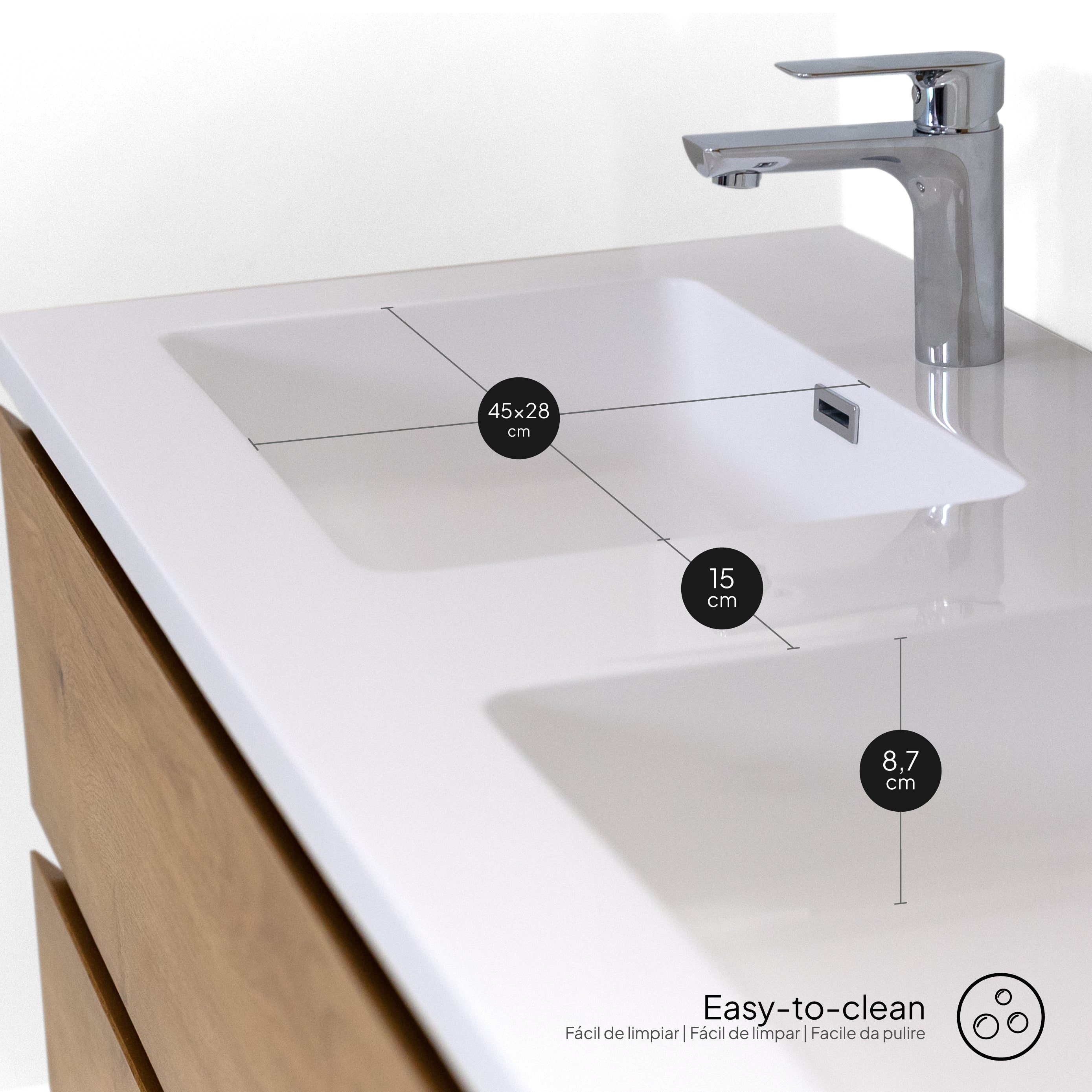 Atena – Móvel de Lavatório Suspenso com Gaveta Soft-Close | Vários Tamanhos e Cores