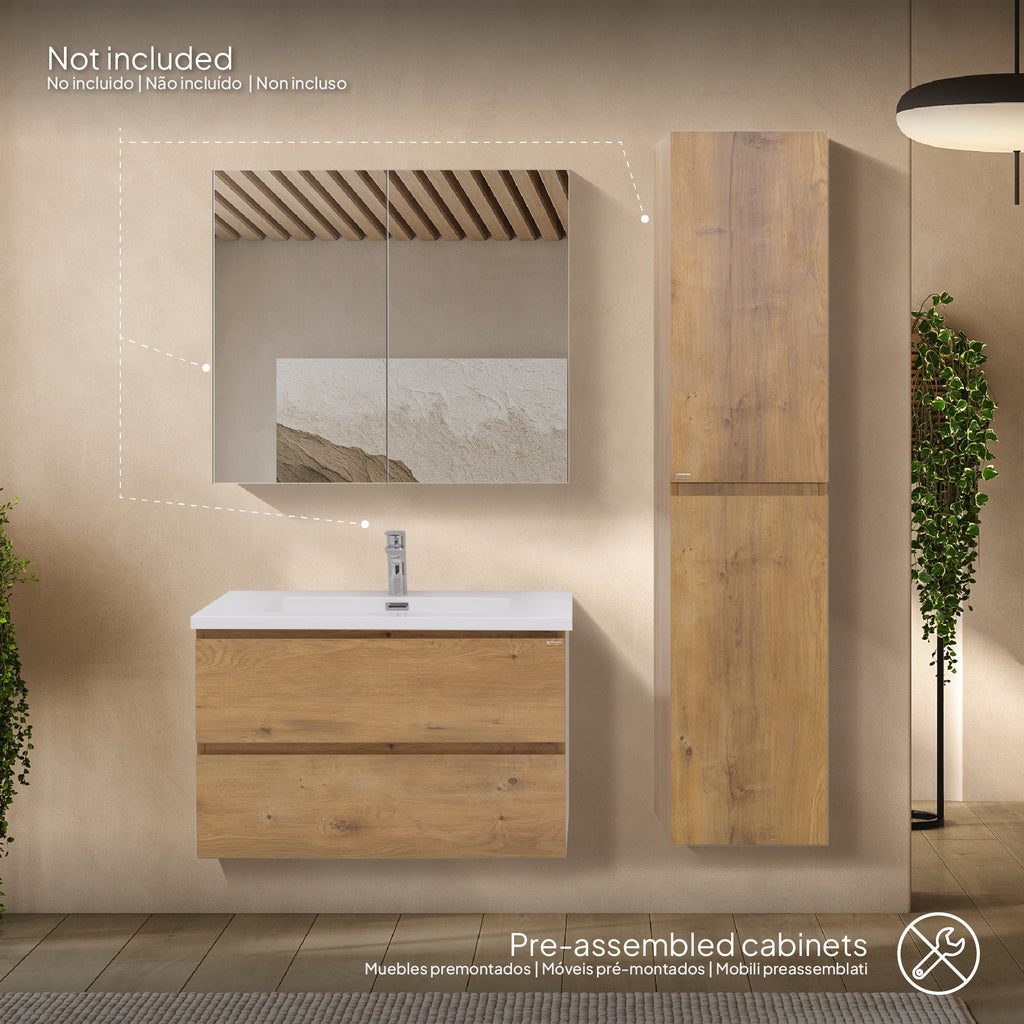 Atena – Móvel de Lavatório Suspenso com Gaveta Soft-Close | Vários Tamanhos e Cores