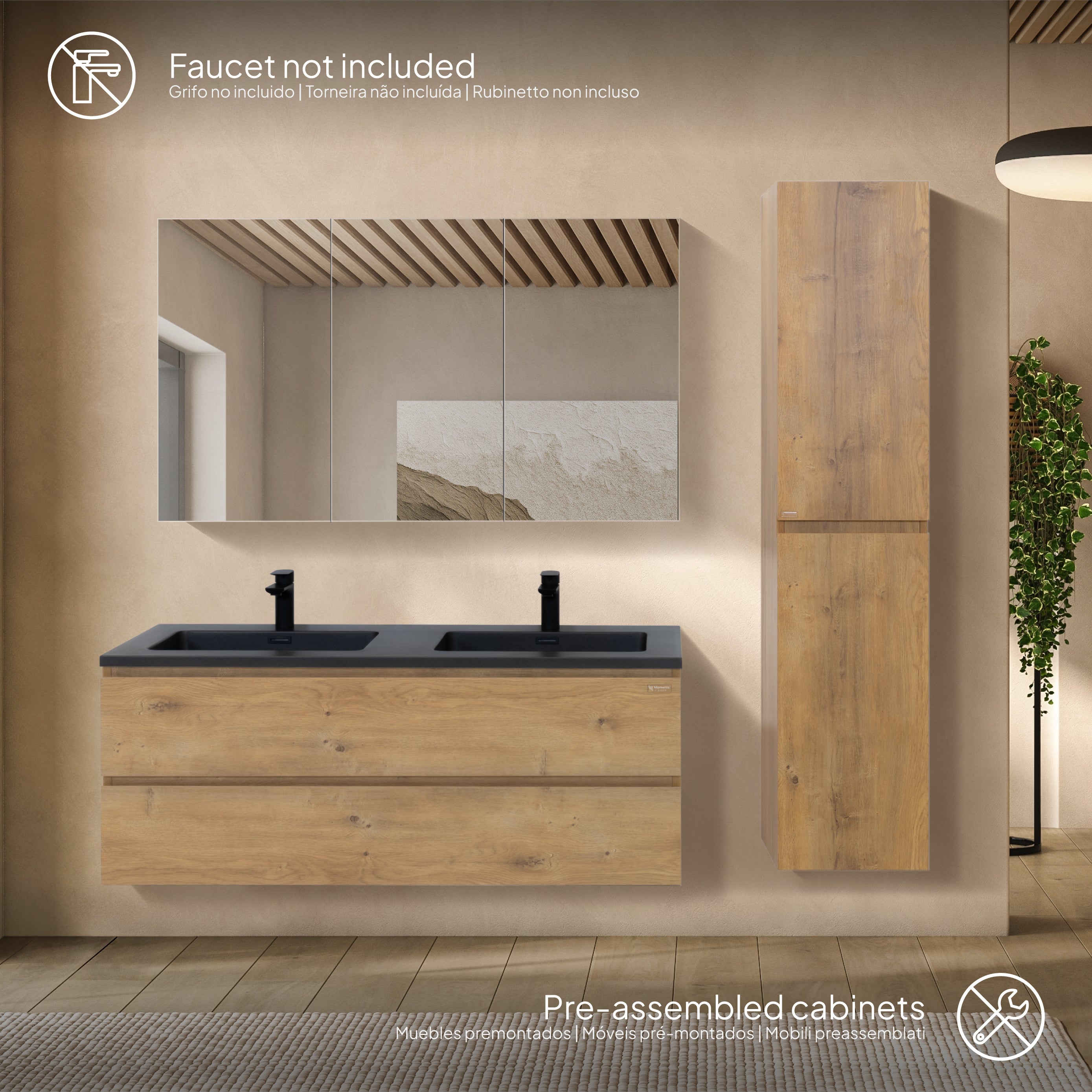 Atena - Conjunto de Casa de Banho Suspenso - Disponível em 60, 80, 100 e 120 cm - Várias Cores