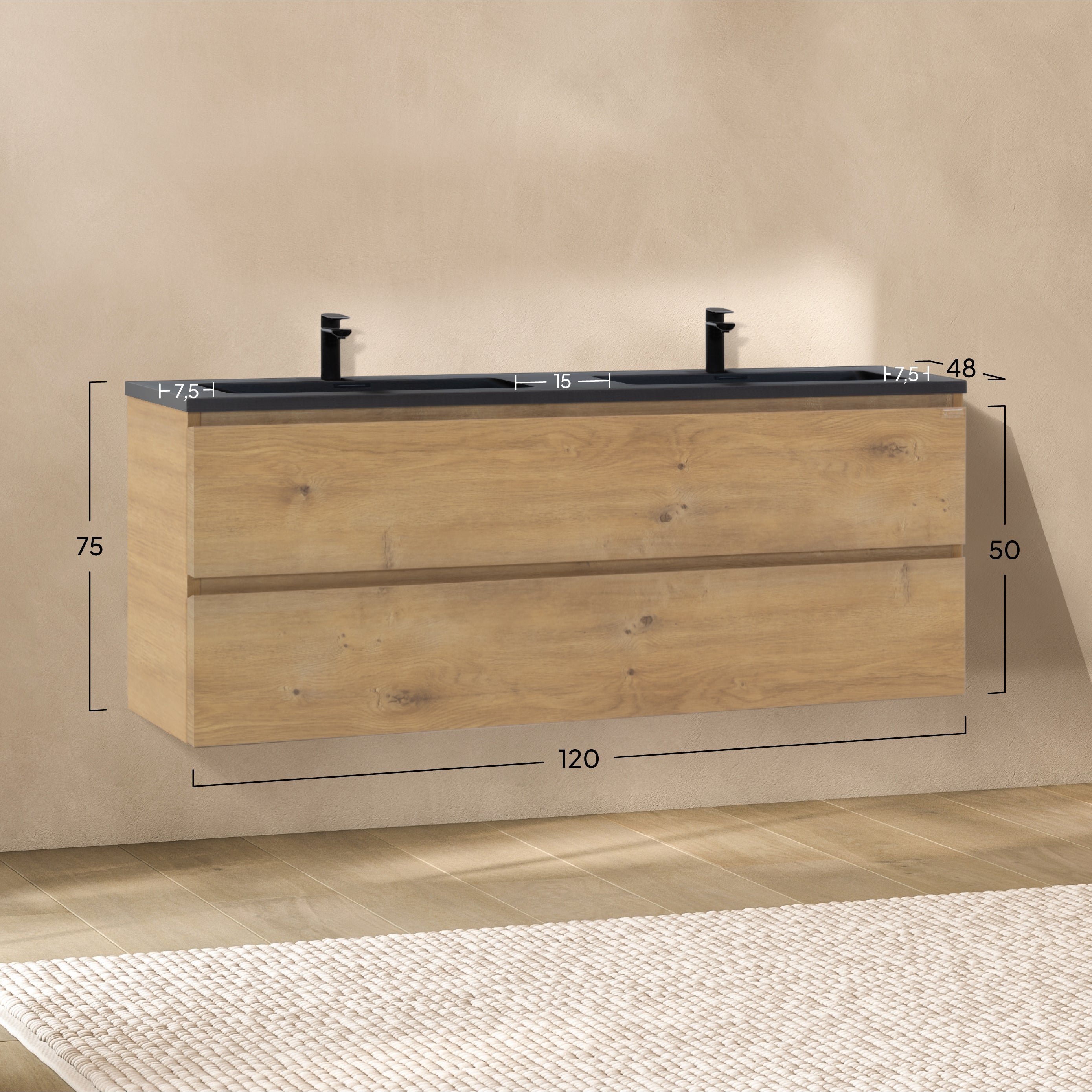 Atena – Móvel de Lavatório Suspenso com Gaveta Soft-Close | Vários Tamanhos e Cores