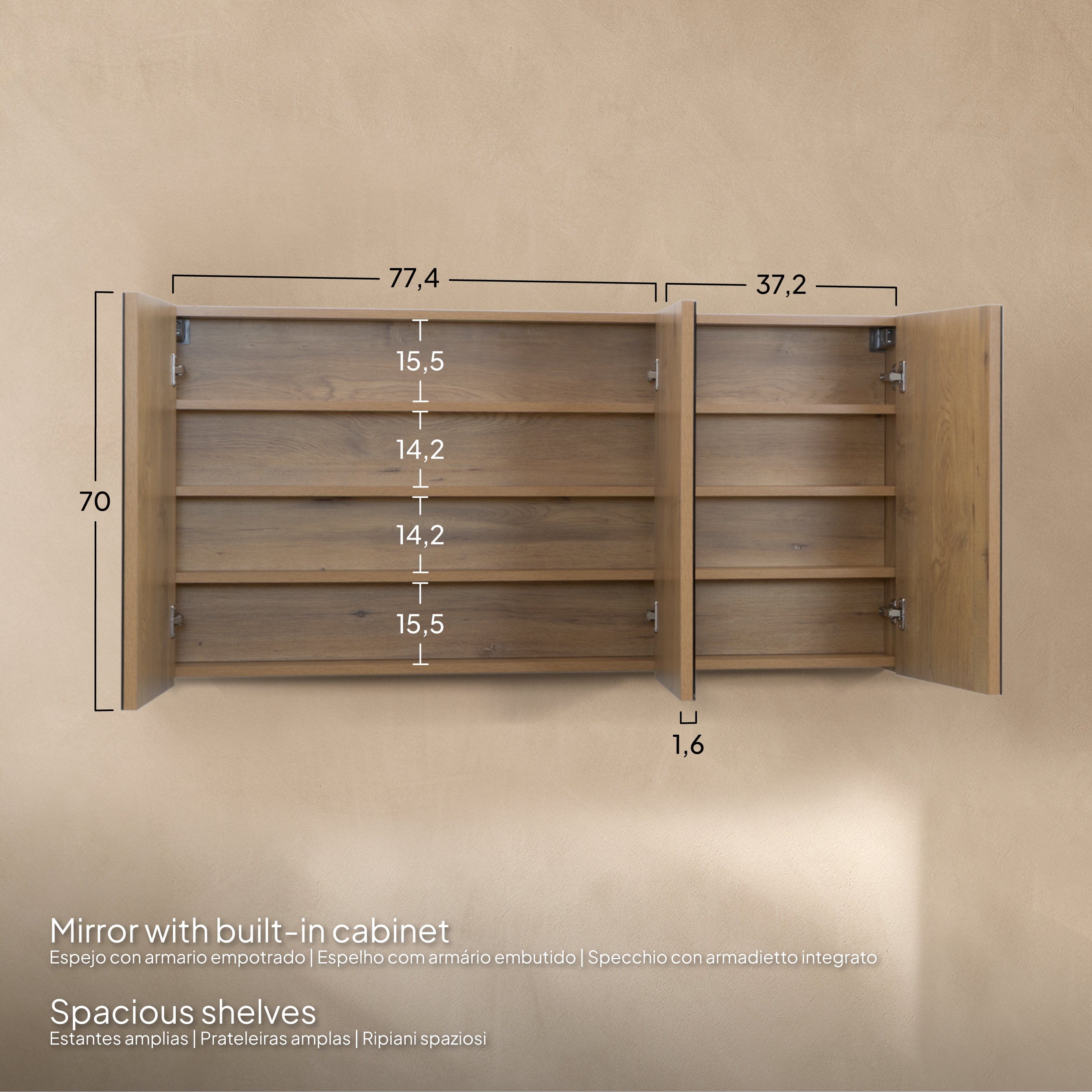 Atena - Conjunto de Casa de Banho Suspenso - Disponível em 60, 80, 100 e 120 cm - Várias Cores