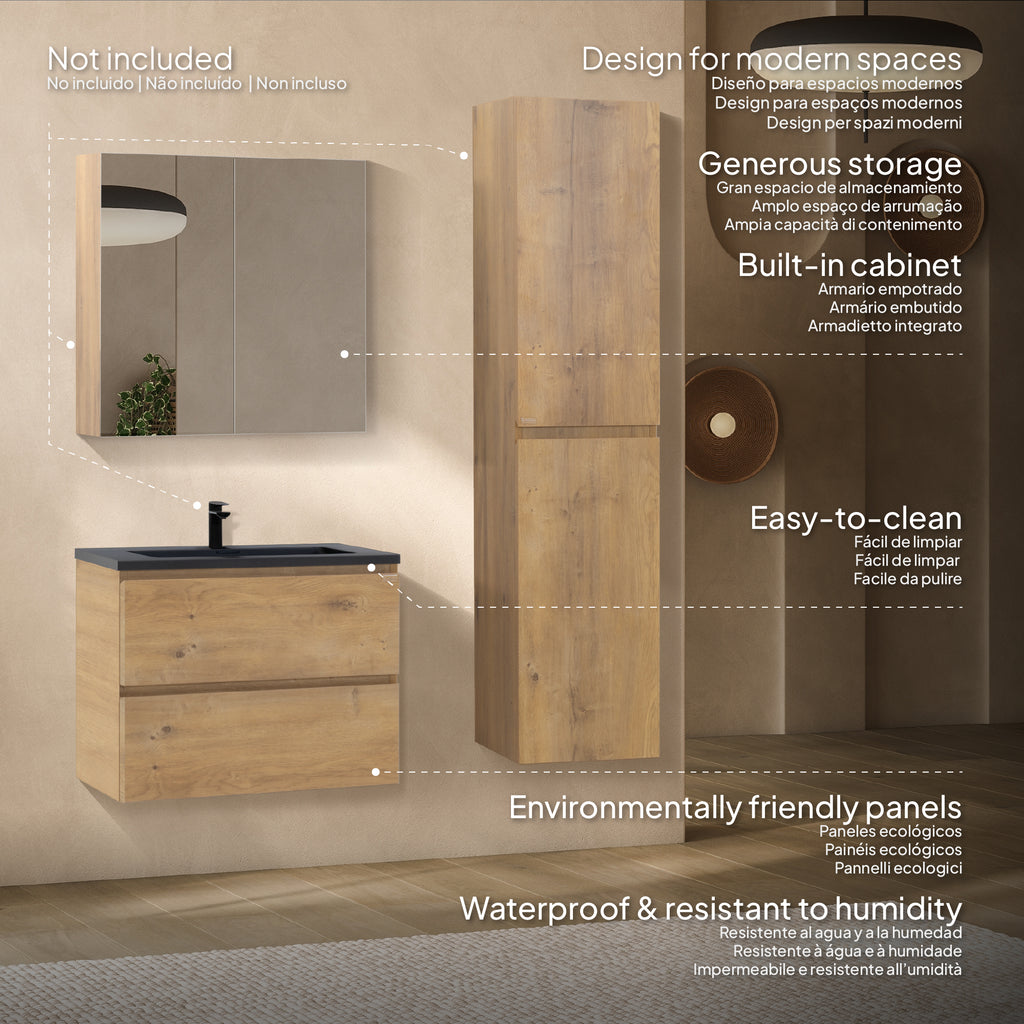 Atena – Móvel de Lavatório Suspenso com Gaveta Soft-Close | Vários Tamanhos e Cores