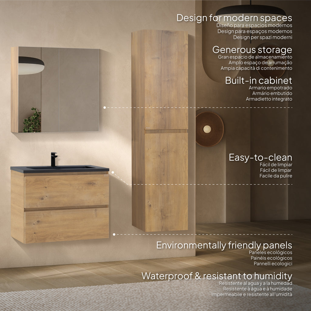 Atena - Conjunto de Casa de Banho Suspenso - Disponível em 60, 80, 100 e 120 cm - Várias Cores