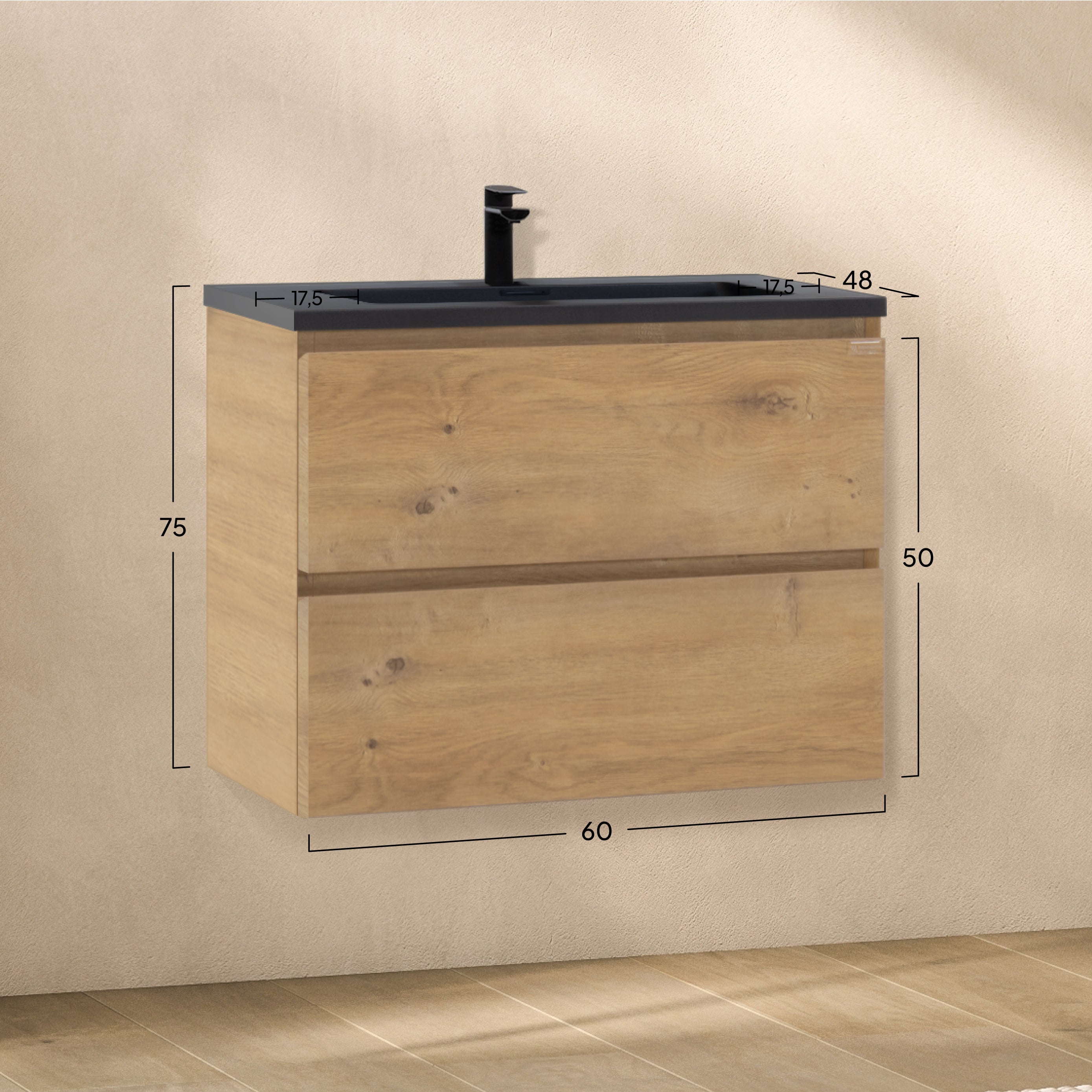 Atena – Móvel de Lavatório Suspenso com Gaveta Soft-Close | Vários Tamanhos e Cores