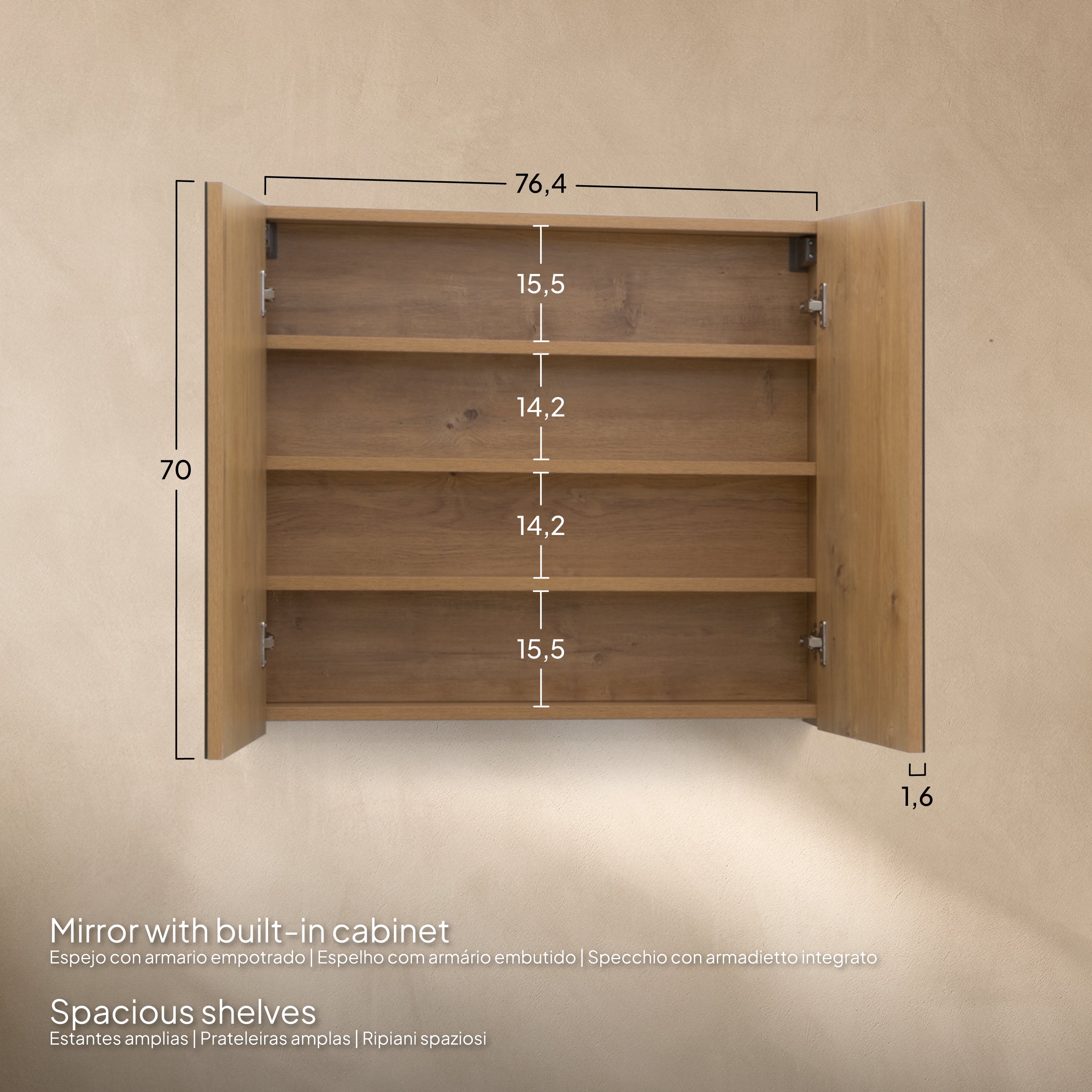 Atena - Conjunto de Casa de Banho Suspenso - Disponível em 60, 80, 100 e 120 cm - Várias Cores