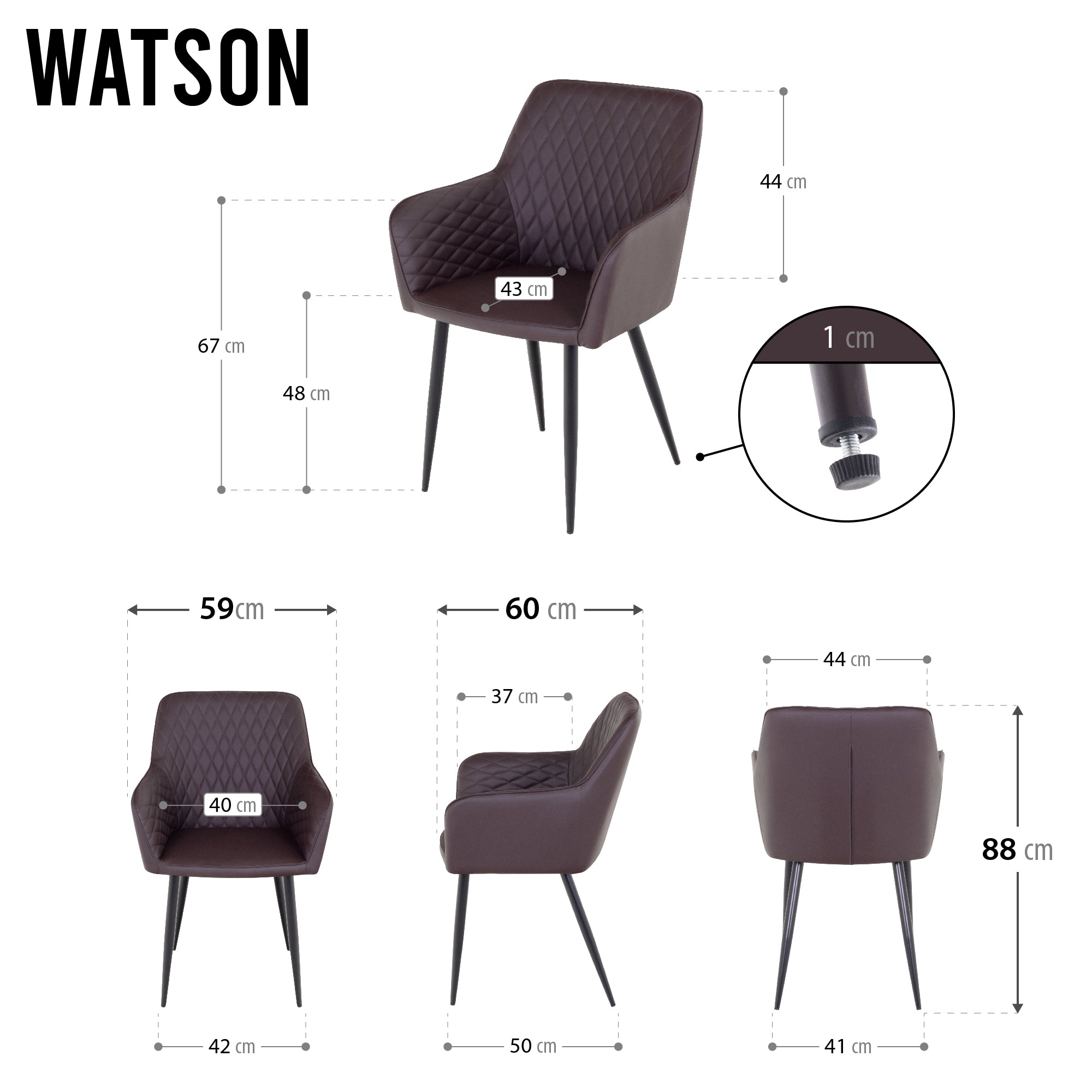 WATSON - Cadeira de refeição, conjunto de 2