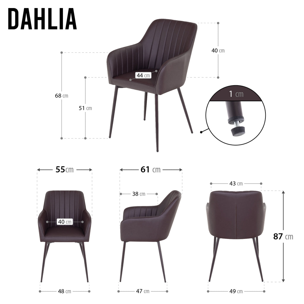 DAHLIA - Conjunto de cadeiras de Refeição em tecido PU ou Veludo