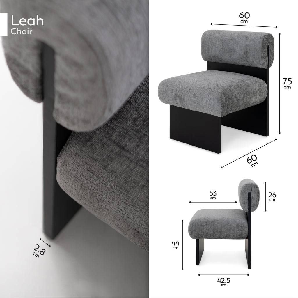 Leah – Cadeirão Acolchoado com Espuma de Alta Densidade 40 kg/m³, Estrutura em Madeira de Bétula, Design Escandinavo, 60x60x75 cm