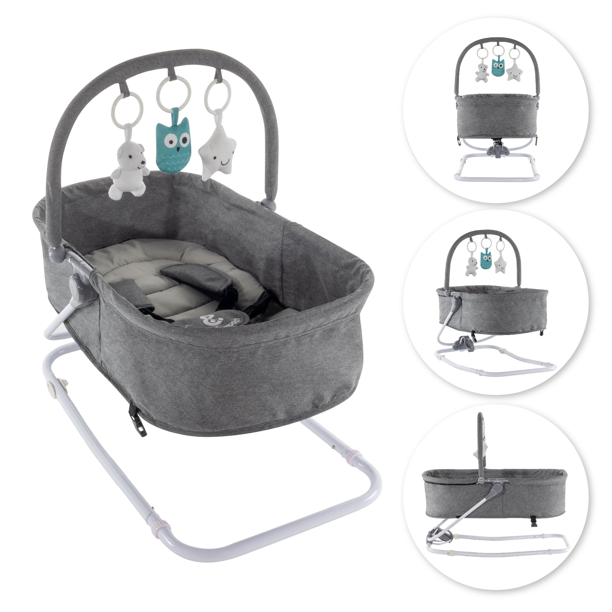 VIGO - Espreguiçadeira & Berço com Cobertura e Arco de Brincar Removivél