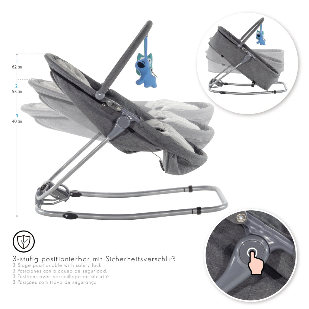 PAVO - Espreguiçadeira e Berço com Rede Mosquiteira, Cobertura e Arco Removível