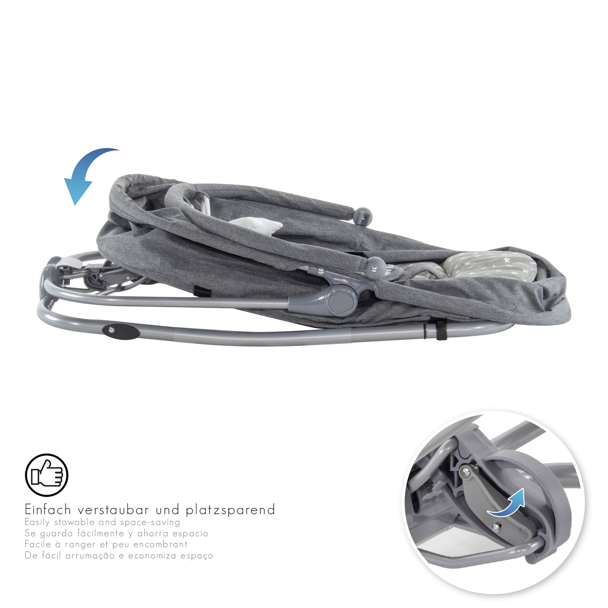 VIGO - Espreguiçadeira & Berço com Cobertura e Arco de Brincar Removivél