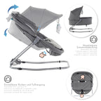 PAVO - Espreguiçadeira e Berço com Rede Mosquiteira, Cobertura e Arco Removível