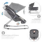 PAVO - Espreguiçadeira e Berço com Rede Mosquiteira, Cobertura e Arco Removível