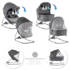 PAVO - Espreguiçadeira e Berço com Rede Mosquiteira, Cobertura e Arco Removível