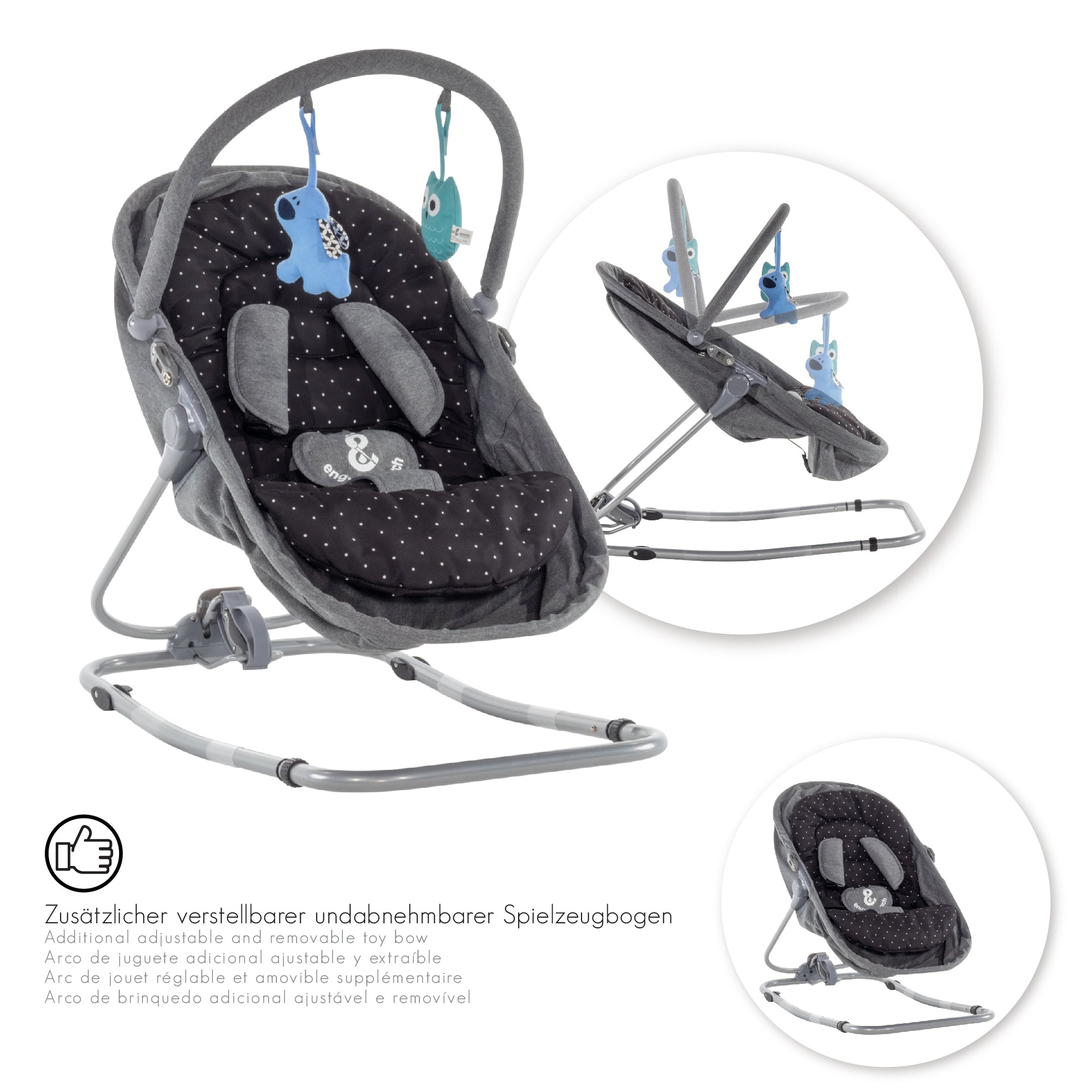 PAVO - Espreguiçadeira e Berço com Rede Mosquiteira, Cobertura e Arco Removível