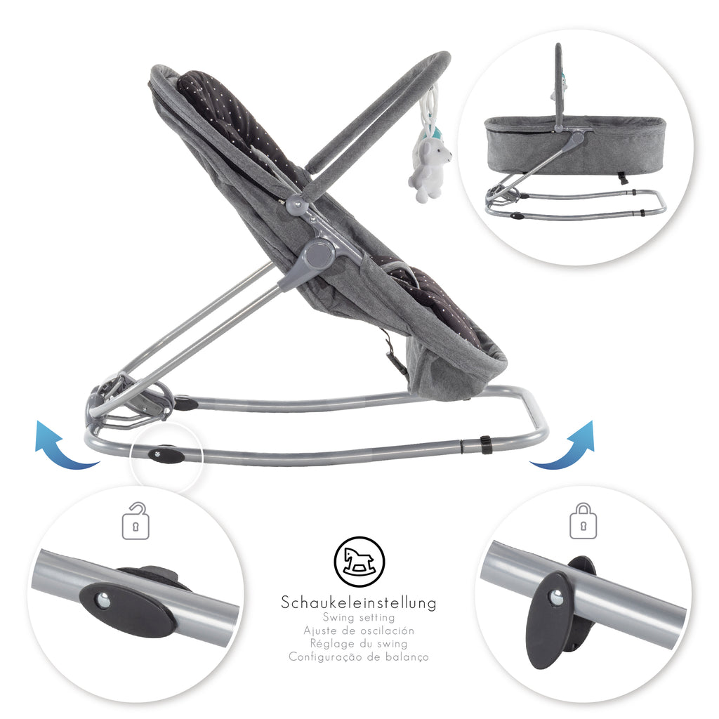 VIGO - Espreguiçadeira & Berço com Cobertura e Arco de Brincar Removivél