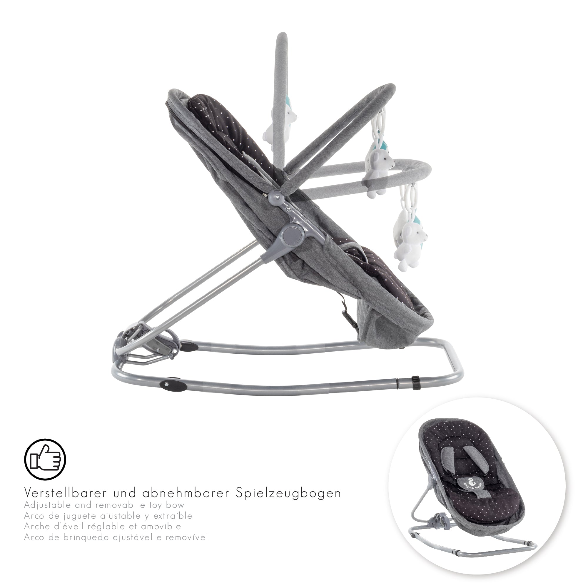 VIGO - Espreguiçadeira & Berço com Cobertura e Arco de Brincar Removivél