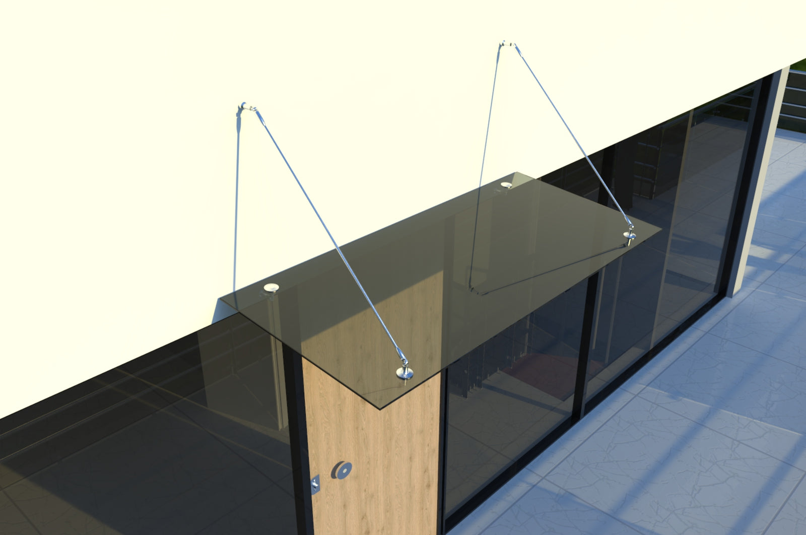 Tejadillo em Vidro Laminado de Segurança 13 mm com Suportes em Inox – Transparente, Escuro ou Satinado