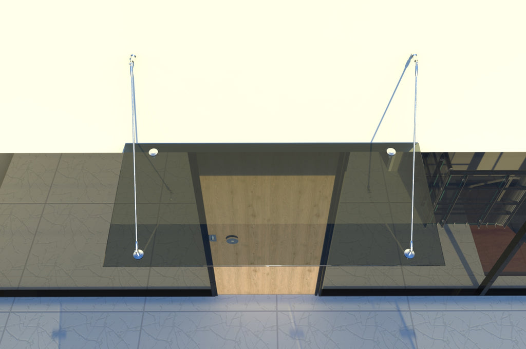 Tejadillo em Vidro Laminado de Segurança 13 mm com Suportes em Inox – Transparente, Escuro ou Satinado