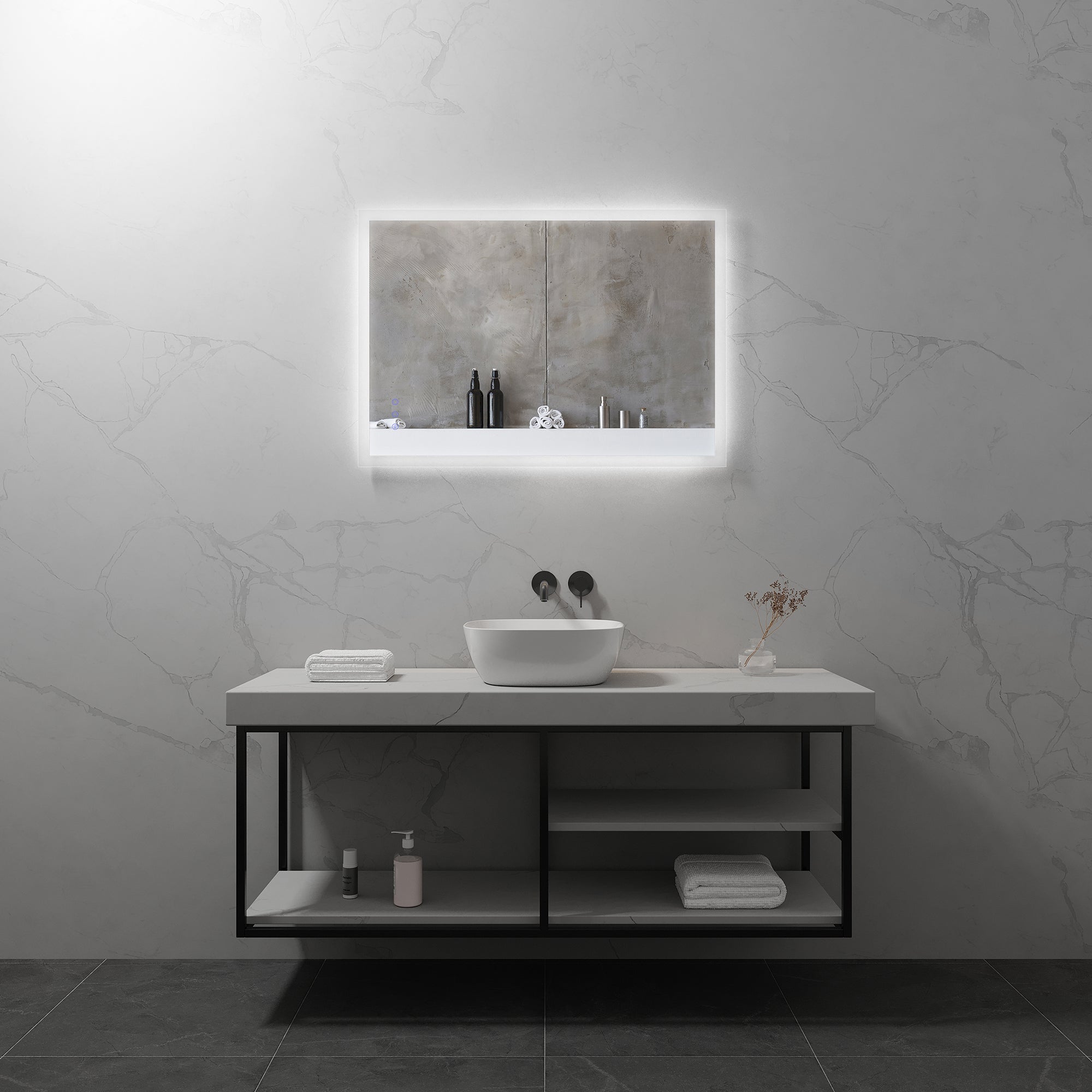 FRAME - Espelho de Casa de Banho Retangular com Iluminação LED