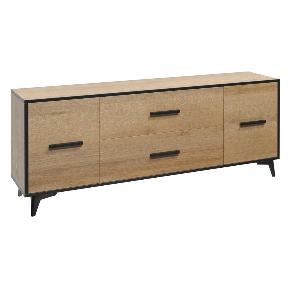 REIMS – Móvel TV em Carvalho ou Nogueira com Estrutura Preta | RTV2D1S, RTV2D2S