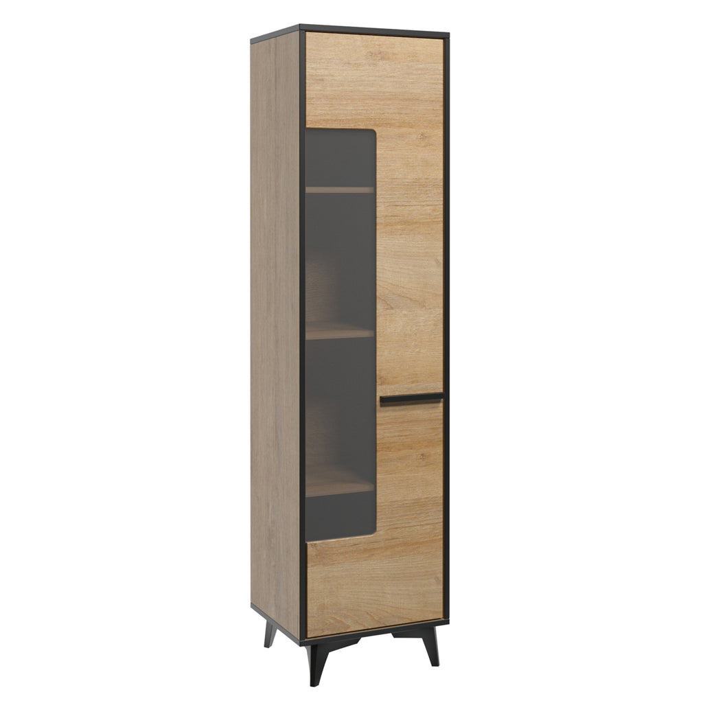 REIMS – Vitrina em Carvalho ou Nogueira com Estrutura Preta | W1D