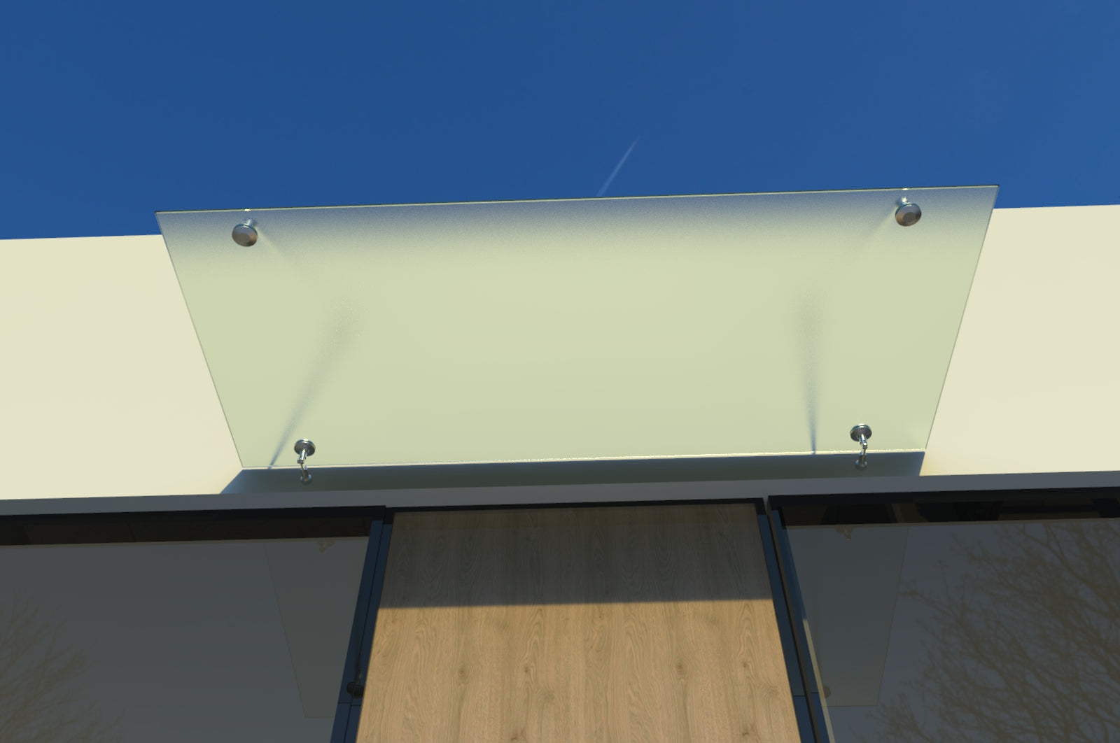 Tejadillo em Vidro Laminado de Segurança 13 mm com Suportes em Inox – Transparente, Escuro ou Satinado