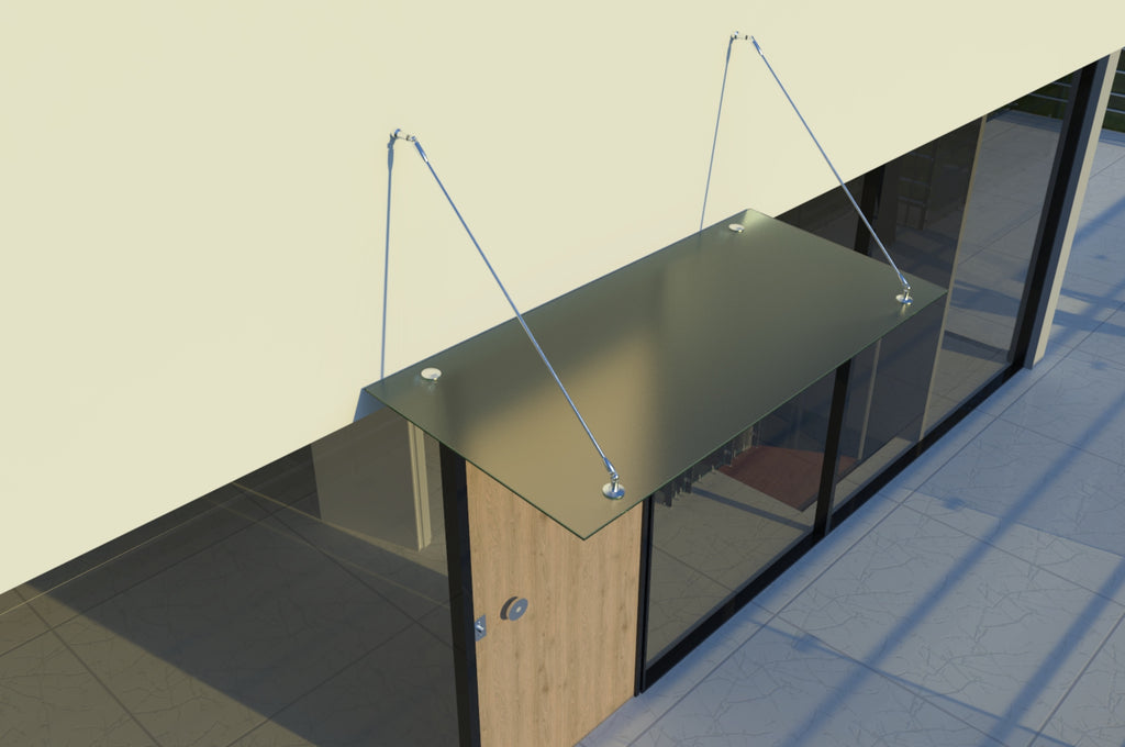 Tejadillo em Vidro Laminado de Segurança 13 mm com Suportes em Inox – Transparente, Escuro ou Satinado