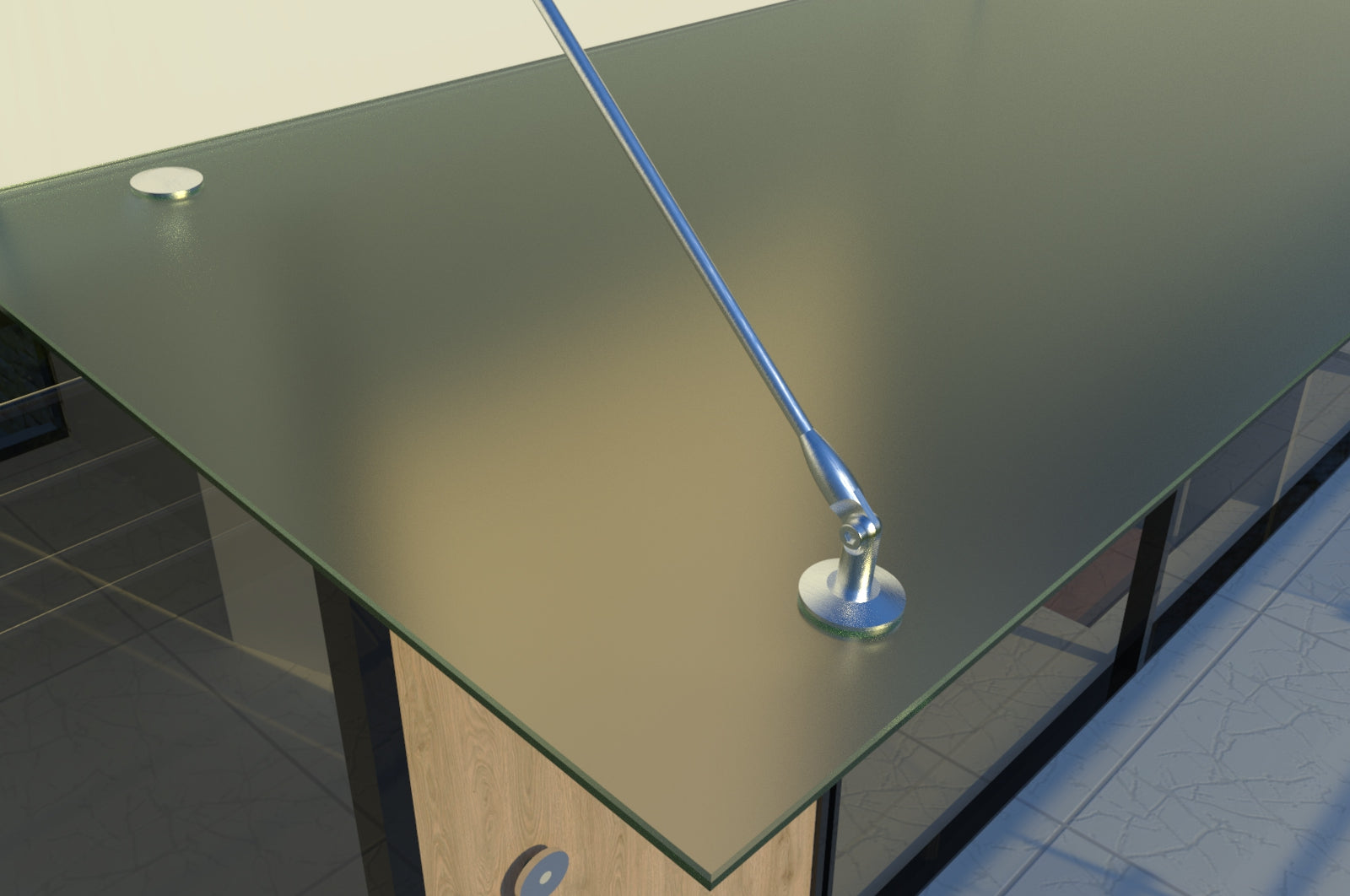 Tejadillo em Vidro Laminado de Segurança 13 mm com Suportes em Inox – Transparente, Escuro ou Satinado